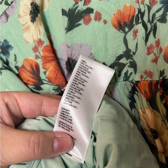 BHLDN Floral Chiffon Plunge Long-Sleeve Ruffle Maxi Dress Sz XS - Picture 7 of 8